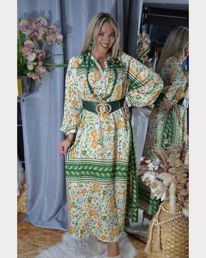 Vestido Florido Verde VD016