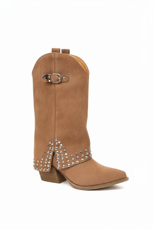 Botas Texanas Camel com Tachas